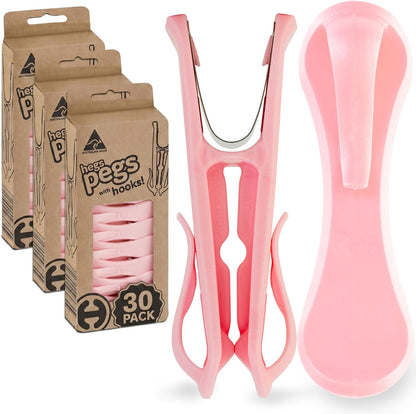Hegs 24 Pack Multi-Color - The Smartest Heavy Duty Clothespins with Hooks - Hang 3 Garments at Once with Our Tough, Dual Hooks Clothes Pins with Anti-Rust Spring - Durable, Colorful Clothespins
