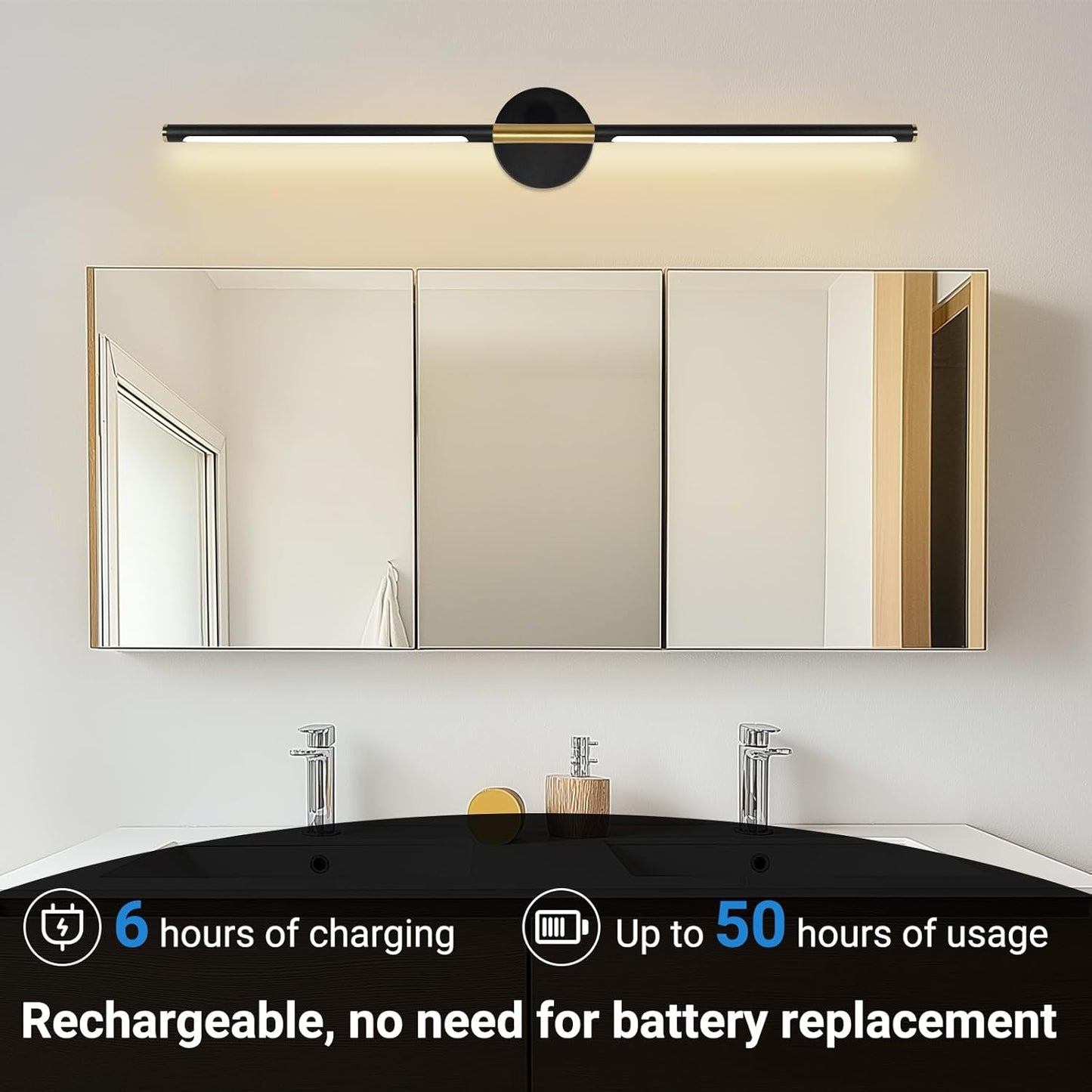 TaoFiaCo Battery Operated Wall Sconces Set of Two,Rechargeable Wall Sconces Set of 2 with Remote Control Dimmable Wall Light Decor for Living Room, Bathroom for, 24 Inch, Gold