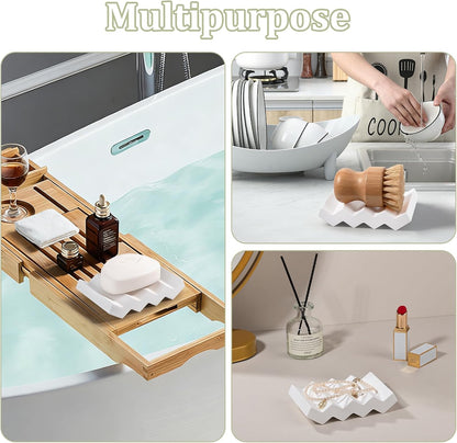 Self Draining Bar Soap Holder Diatomite Soap Dish Fast Drying Soap Saver Small Sponge Caddy for Shower, Bathroom, Kitchen Sink, Kitchen, Blue