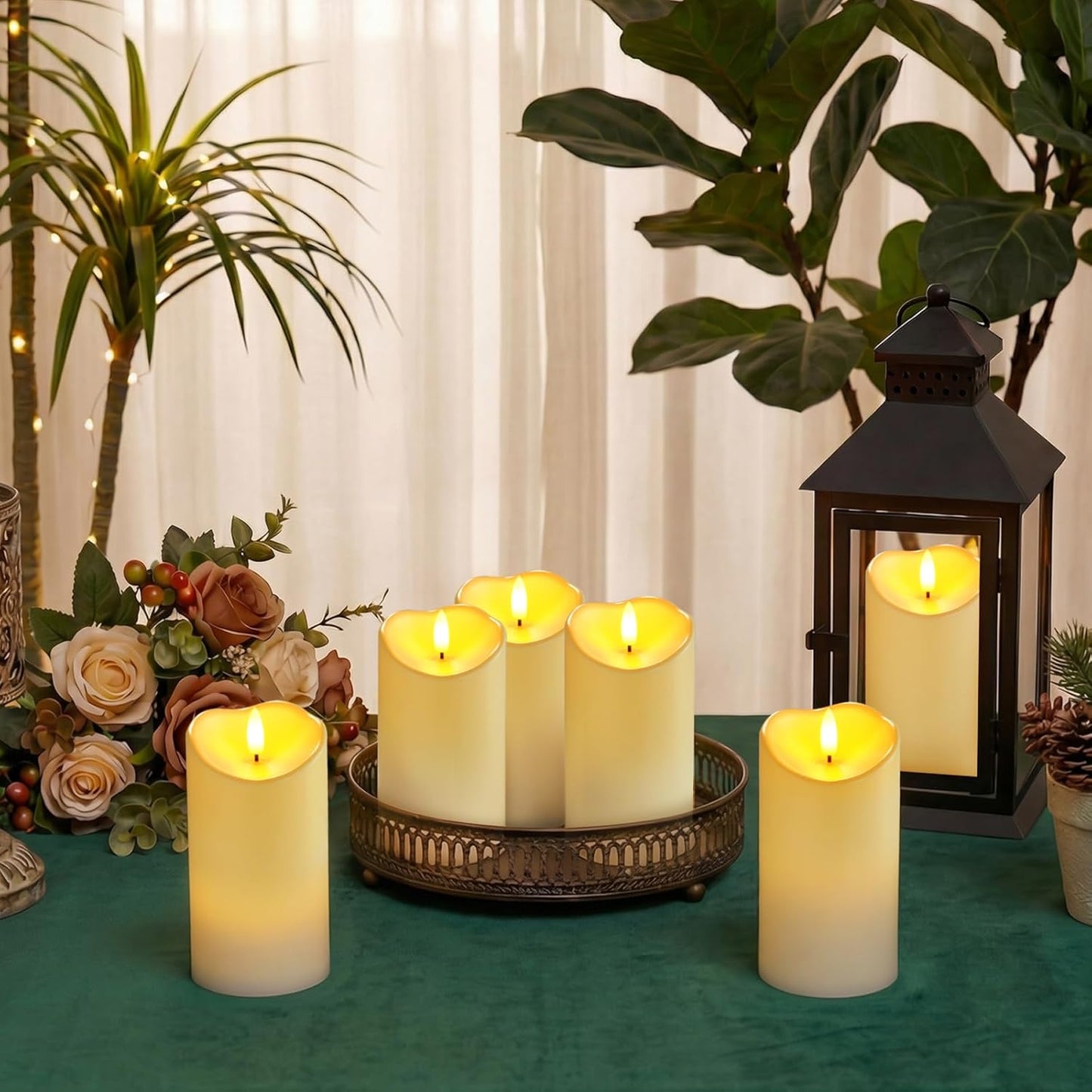 Homemory Dripping Wax Flameless Candles, Battery Operated Candles with Remote Control and Timers, LED Pillar Candles, Electric Fake Candles, 3" x 6", Set of 2