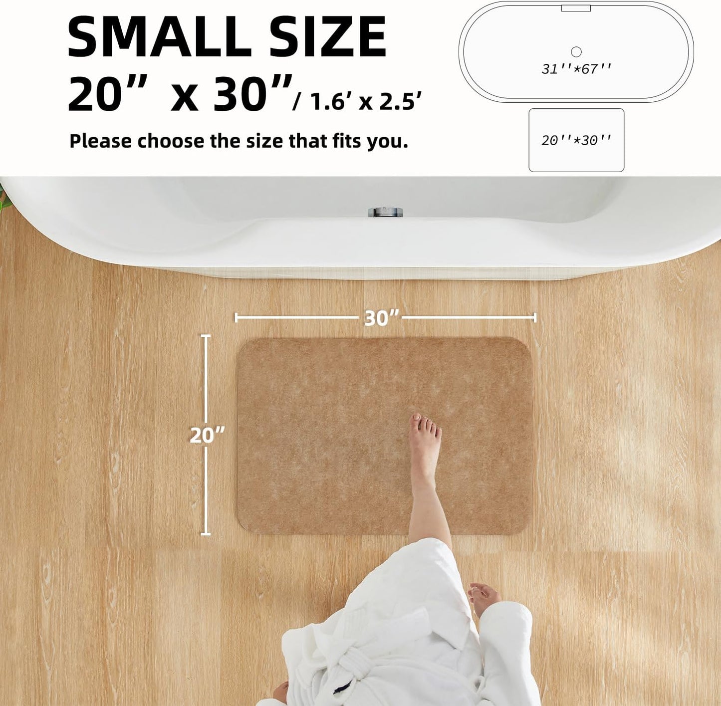 TYUU Bath Mat, Bathroom Rugs Non Slip Washable Thin Absorbent Quick Dry Bath Mat Fits Under Door Bathroom Floor Mat Perfect for Bath, Shower, or Sink 16"x24" Dark Grey