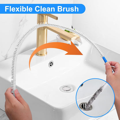 Yuanchu 4 Pack Flexible Drain Cleaning Brush, 23.6inch Long Drain Clog Remover Tool with Nylon Bristles Rust-Resistant Sink Unblocker Tool for Toilet Kitchen Shower Sewer Tub