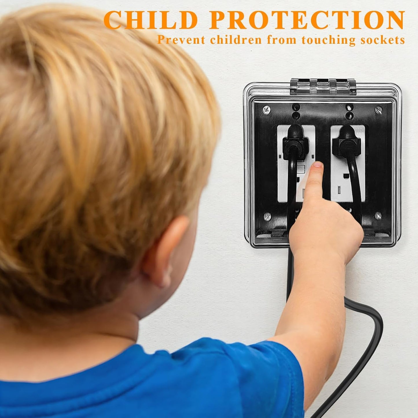 Outdoor GFCI Outlet with in Use Cover and Waterproof Lockable Box Kit,1 Gang, 15 Amp TRWR Self-Test GFI Receptacle,Electrical Baby Proof Self-Lock Covers,1 Pack