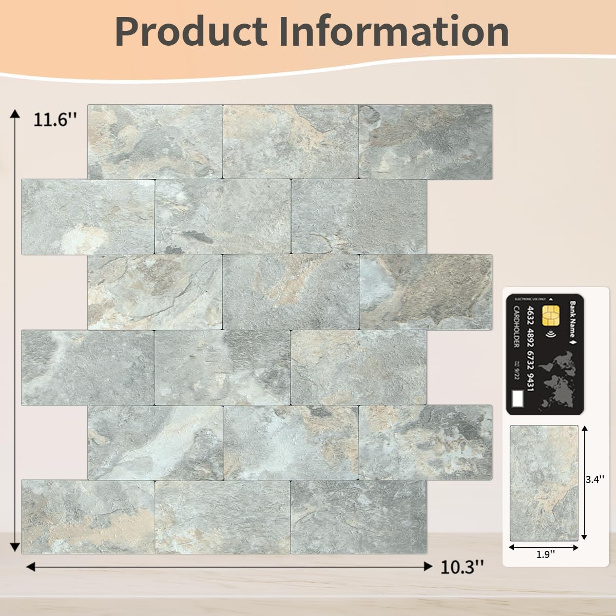 DICOFUN 10-Sheet Polished White Thick PVC Peel and Stick Backsplash, Ceramic Look Subway Tile White Kitchen Backsplash Peel and Stick Wall Tiles