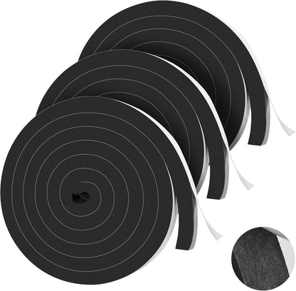 66Ft Foam Tapes Self Adhesive Foam Seal Strips 1/2In x 1/8In x 33.1Ft Each Roll Weatherstrips High Resilience Weather Stripping Door Seals for Door Soundproofing, Window Insulation (2R, White)
