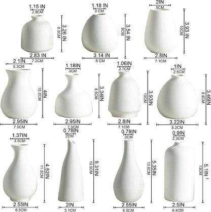 Small Ceramic Vase Set of 5, Modern White Vase, Bud Vase, Boho Decorative Vase for Fireplace, Entryway and Living Room, Centerpiece Table Decorations