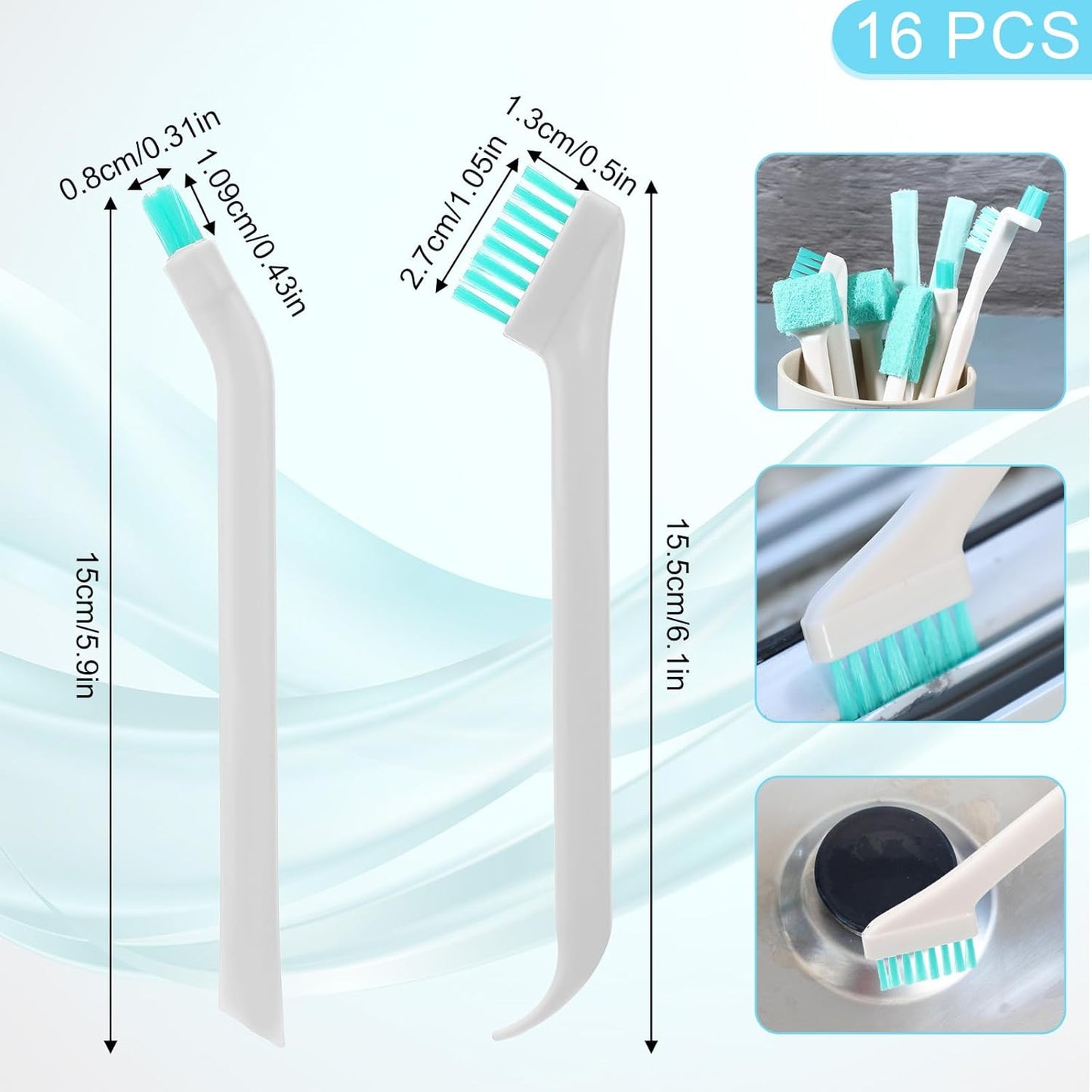 16 Pcs Small Household Cleaning Brushes, Deep Detail Crevice Cleaning Tool Set, Micro Crevice Scrub Cleaner Tool, Detail Tiny Scrub Cleaner Brush for Small Holes Corner Space Keyboard Bottle Tile