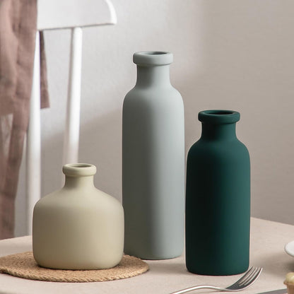 Bud Vase - Flower Vase Set - Decorative Vases - Ceramic Small Vase Set of 3 for Centerpieces - Ice Creak for Decor - Modern Decoration Vases for Home Farmhouse Table Office, Mini Vase by Lyeec