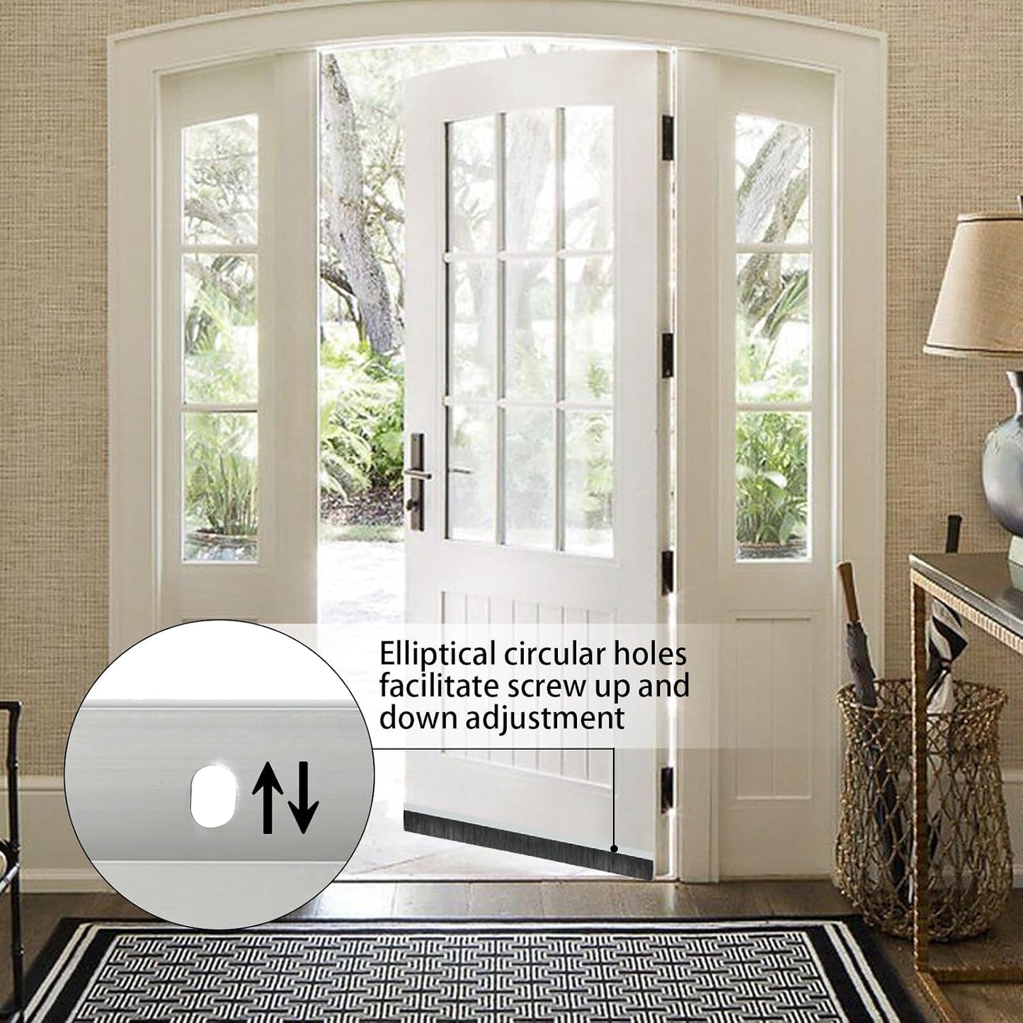 Double Brush Door Sweep 1 Pack, Retsun 3" x 39.3" Heavy Duty Aluminum Door Bottom Seal for Garage, Roll-Up & Exterior Doors, Screw-On Gap Blocker for Wide Gaps, Door Draft Stopper (3 FT, D-3in, 1)