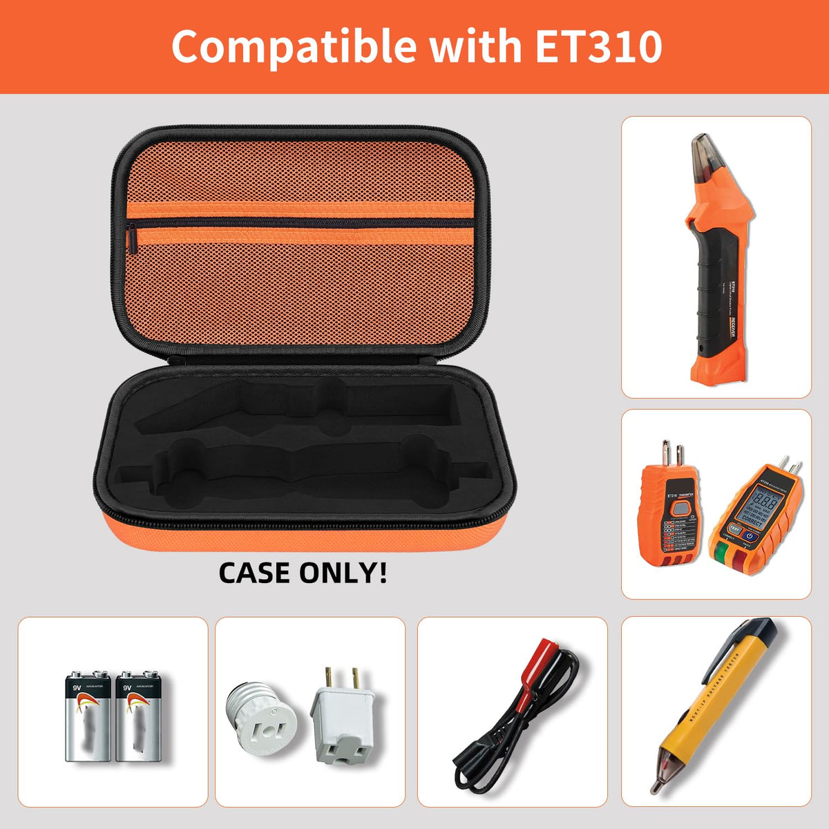 Storage Case Only for Klein Tools Electrical Testers -Hard Protective Carrying Bag Compatible with 80101 Circuit Breaker Finder Kit & ET310/ 69149P Digital Multimeter, XL Size (Does NOT Include Tools)