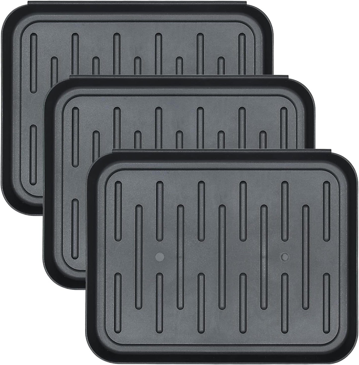 3 Packs Square Boot Tray, Akamino Plastic Utility Shoe Mat Tray for Entryway Indoor and Outdoor Use in All Seasons, 13.7x10.6x1inch,Black