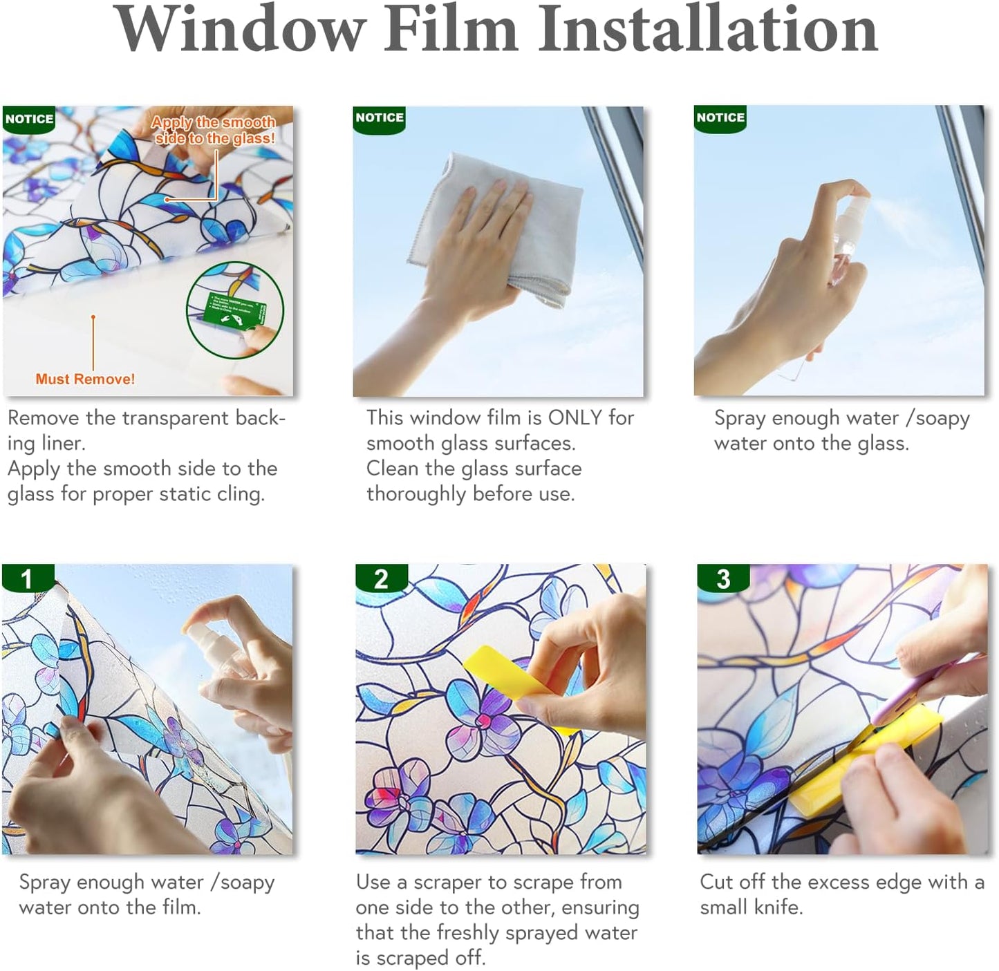 SOMWISE Frosted Glass Window Film, Heat Insulation, UV Block, Anti-Glare, One Way Privacy Tint, Static Cling for Home Bathroom Door, Renter Friendly, Day & Night Privacy