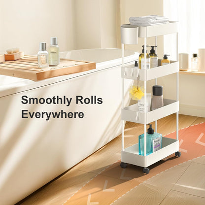Pipishell Slim Storage Cart with Wheels - Bathroom Cart Organizer Storage, 4 Tier Rolling Carts for Bathroom, Laundry Room, Kitchen, Narrow Space, Black PIUC05