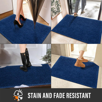 HIYARD Sturdy Front Door Mat, Absorbent Muddy Dirt Resist Welcome Door Mats Outdoor Indoor, Stain and Fade Resistant, Non-Slip Rubber Backing Low Profile Doormat for Entryway, 30×17, Beige