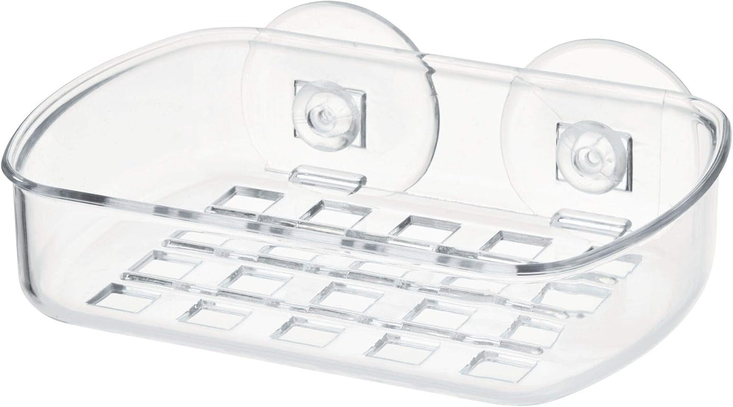 iDesign BPA-Free Plastic Suction Bar Soap Dish - 5.25" x 4" x 2", Clear,19600