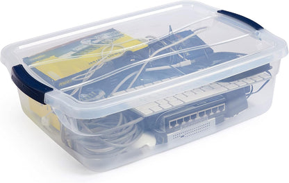Rubbermaid 68 Quart Under the Bed Low Profile Storage Boxes with Dual Hinged Lids and Easy Rolling Caster Wheels, Clear, 2 Pack
