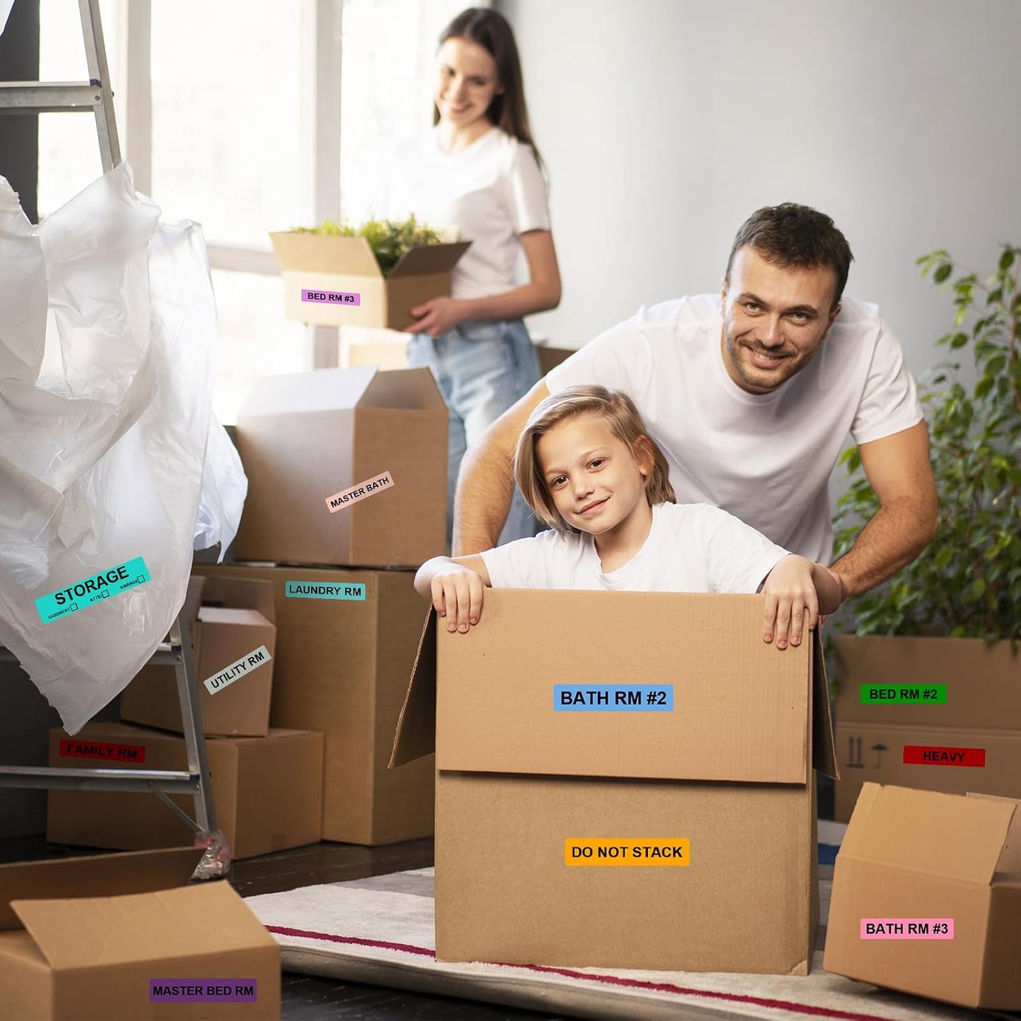 24 Rolls Color Coding Moving Labels, 1440 Count Home Moving Labels for Boxes Stickers + Packing Stickers + Fragile Moving Stickers + Heavy & Blank Labels