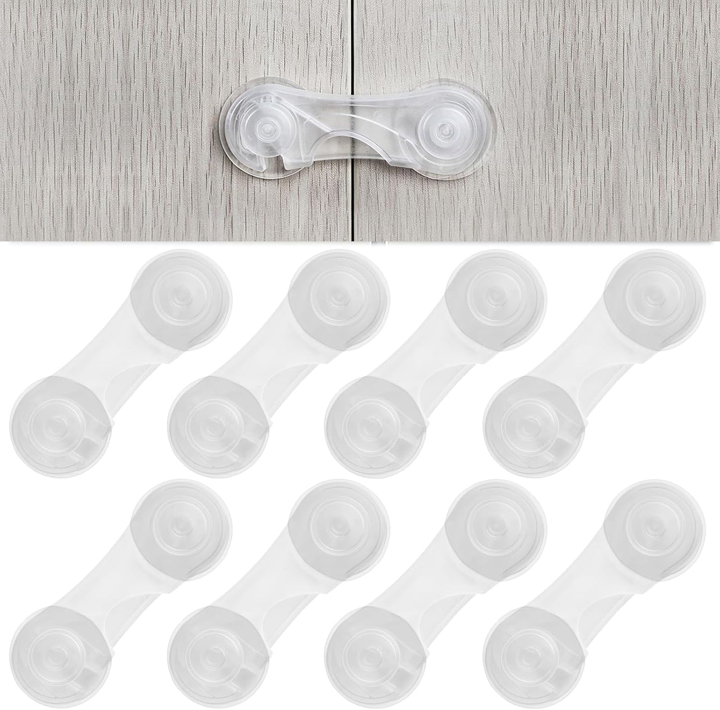 8 Packs Cabinet Door Locks for Baby Proof and Child Safety Cabinet Locks with Adhesive for Drawer Cupboards Fridge Closet Pantry Childproof Safety Locks for Protecting Kids