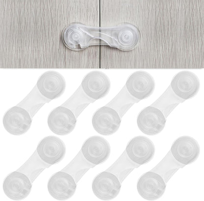 8 Packs Cabinet Door Locks for Baby Proof and Child Safety Cabinet Locks with Adhesive for Drawer Cupboards Fridge Closet Pantry Childproof Safety Locks for Protecting Kids