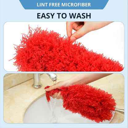 ZZ LAZYCOTTAGE Microfiber Feather Duster for High Reach, Lightweight Ceiling Fan Cleaner, 91.5" Telescopic Pole, Cobweb Duster with Extension Pole for Home & Car