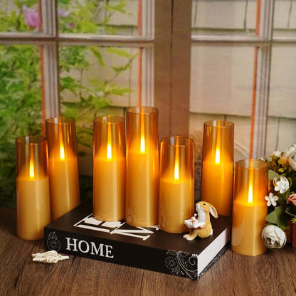 kakoya Flameless Candles Upgraded Realistic Flickering Flame,Battery Operated LED Candles with Remote Timers,Acrylic Electric Candles Set of 3(D 3" xH 4" 5" 6")（Grey）