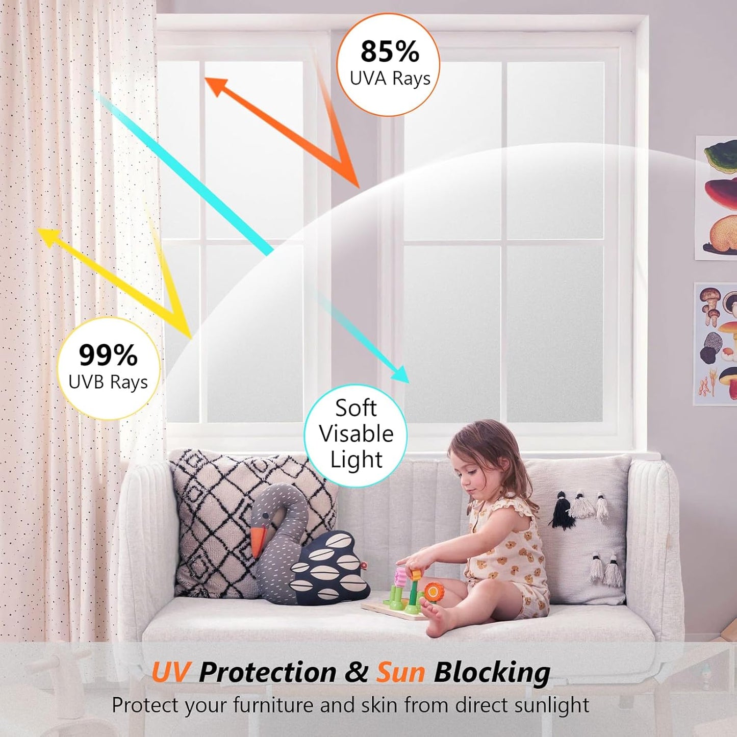 Kromapolis Blackout Window Privacy Film Total Light Blocking Room Darkening Window Covering, Removable Static Cling Frosted Glass Tint, Non-Adhesive, Black 17.5'' x 78.7''