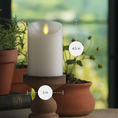 Luminara Flameless LED Battery Operated Ivory Pillar Candle, Flickering Realistic Moving Flame, 3" x 4.5" Luminous Real Wax Indoor Home Decor Pack of 1