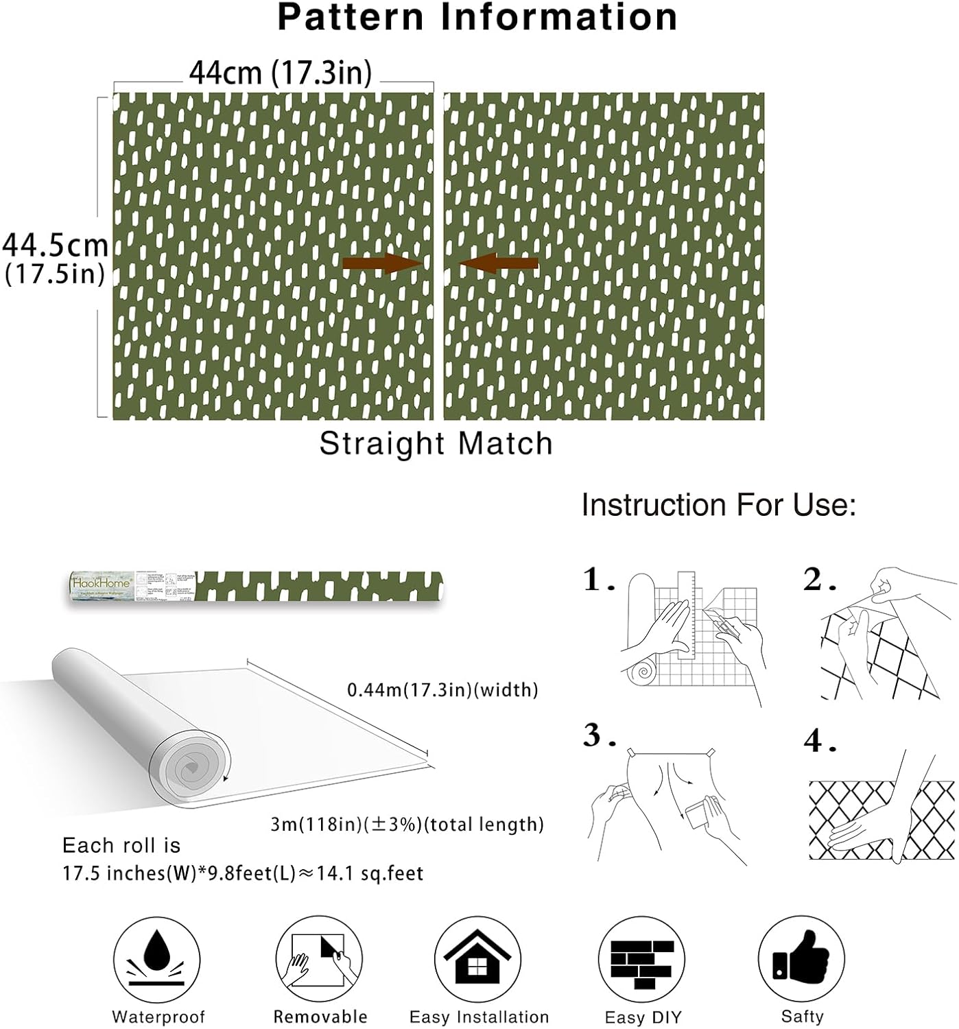 HAOKHOME Peel and Stick Wallpaper Boho Modern Dots Wall Paper Removable for Bathroom Caramel/White Contact Paper 17.3in x 9.8ft