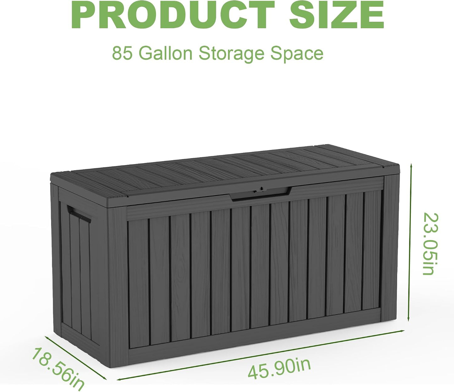 125Gal Outdoor Storage Box, Lockable Deck Box with Hydraulic Lid | Waterproof UV-resistant, Durable outdoor bin for patio cushions, pool accessories & garden tools. Keeps contents secure & dry