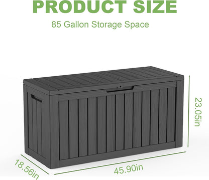 125Gal Outdoor Storage Box, Lockable Deck Box with Hydraulic Lid | Waterproof UV-resistant, Durable outdoor bin for patio cushions, pool accessories & garden tools. Keeps contents secure & dry