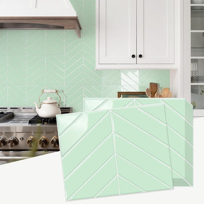 STICKGOO 10 Sheets Thicker Herringbone Peel and Stick Backsplash, 12.6”×9.7” Stick on Wall Tiles, Self Adhesive Tile Sticker for Kitchen Backsplash and Bathroom, White with Grey Grout