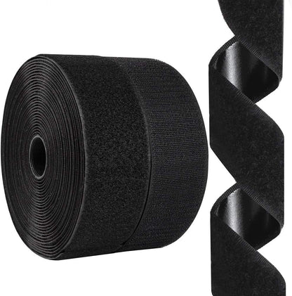 26Feet Hook and Loop Tape Sticky Back Fastener Roll, Nylon Self Adhesive Heavy Duty Strips Fastener for Home Office School Car and Crafting Organization (1, Black-3m, 26ft x 1in)