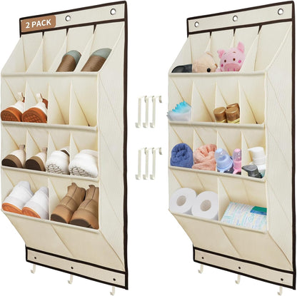 FENTEC 1 Pack Over-the-Door-Shoe-Organizers,Hanging Organizers with Large Pocket Shoe Holder Hanging Shoe Rack for Closet Shoe Organizer for Wall, Over Door Organizer with 15 Pockets Gray