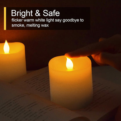 3x3 Flameless Candles with Remote Set of 2, 3 inch Battery Candles Flickering with Timer, LED Pillar Candle for Indoor/Outdoor, White