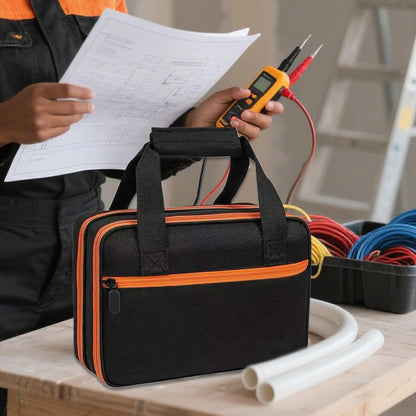 Electrical Test Kit Case – AC Circuit Breaker Travel, Bag Waterproof Double Layer, Electrician Maintenance Tool Holder Organizer | Batteries Digital Multimeter Wires Outlet compact