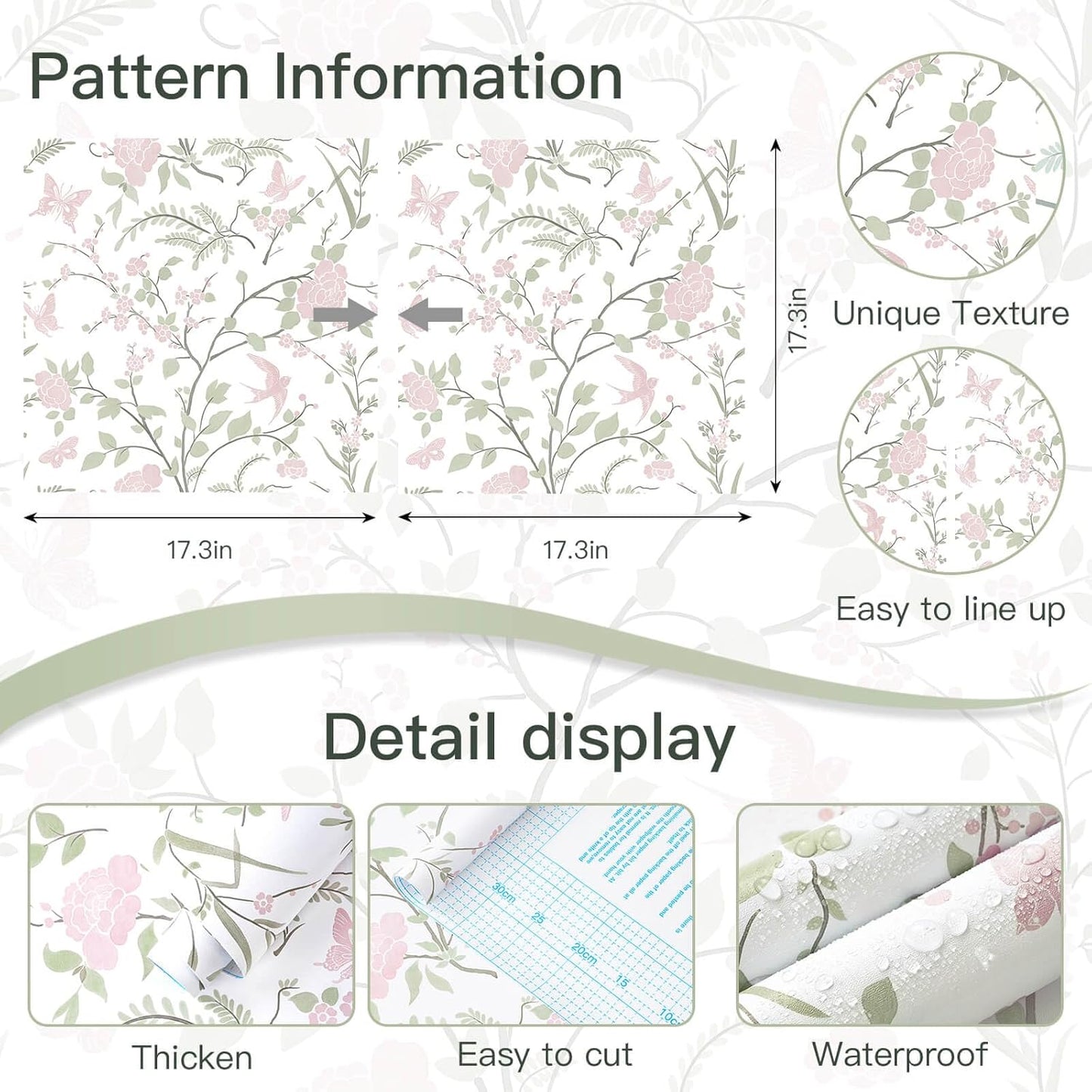 Boho Wallpaper Neutral Peel and Stick Wallpaper 78.7"x17.3" Geometric Wall Paper Beige and White Contact Paper Textured Removable Vinyl Waterproof for Bedroom Farmhouse Kitchen Bathroom