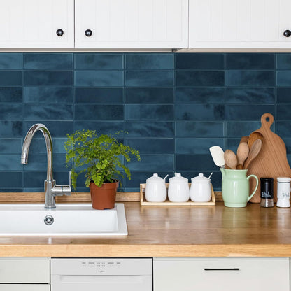 Peel and Stick Subway Backsplash Tiles, 5 Pack, 12 x 12 in, Almond | extra thick 3D wall panels, heat and water resistant wall panels, easy DIY kitchen, bathroom, laundry, fireplace wall décor