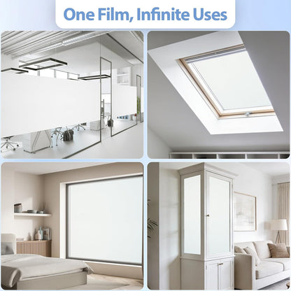 GTJ Frosted Window Privacy Film, Static Cling No Glue Removable Reusable, UV Blocking Glare & Heat Reduction, for Bathroom Glass Door Home Office, 17.5" x 78.7"in