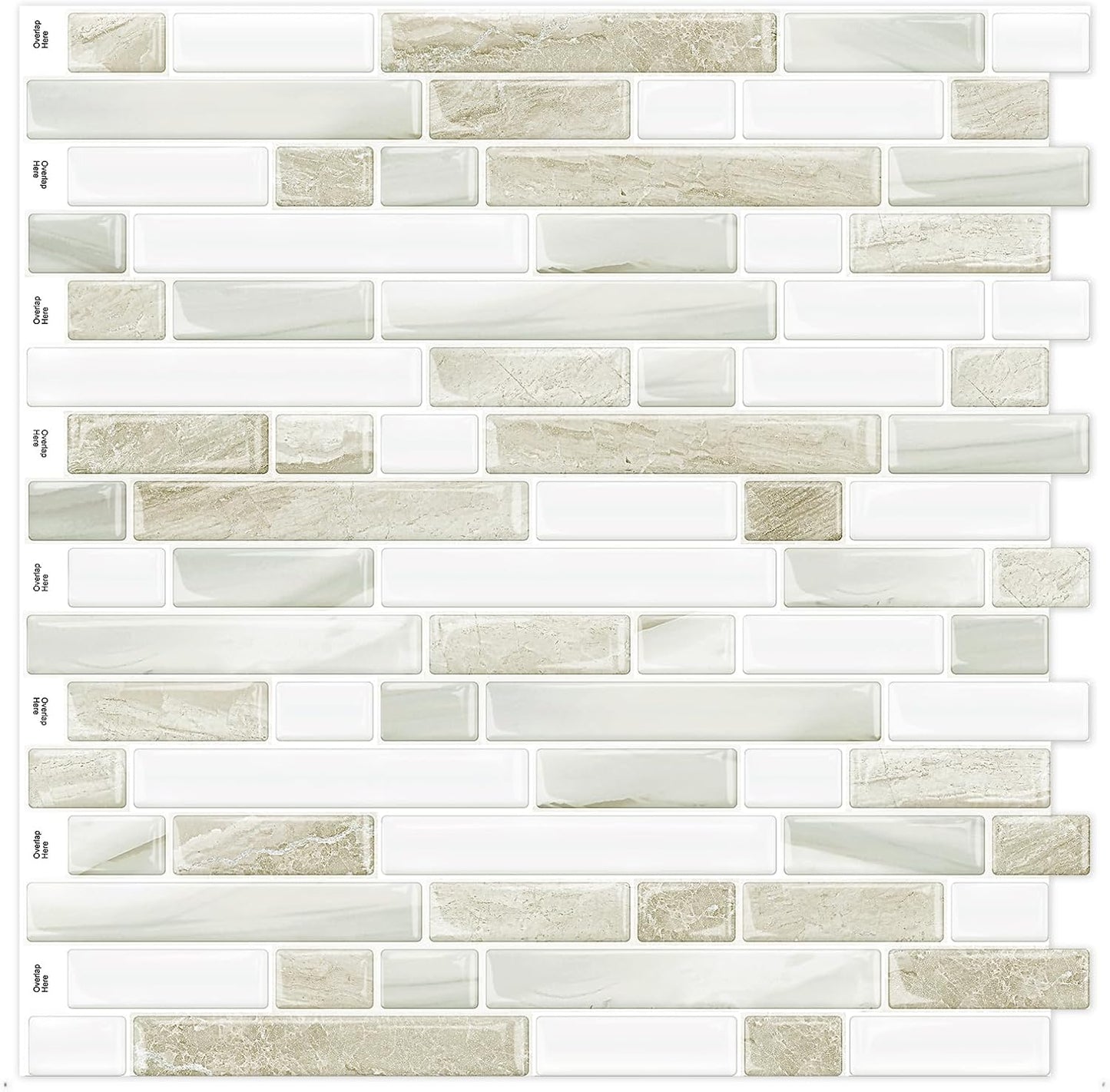 Yipscazo 10 Sheets Peel and Stick Backsplash for Kitchen Wall, 12''x12'' Waterproof Stick on Backsplash Smart Tiles for Bathroom,Removable Backsplash Wall Tiles in Gray White