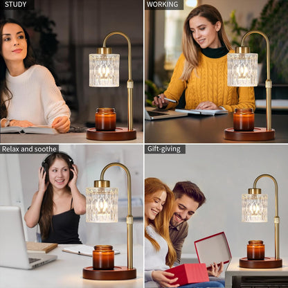 MEIXISUE Candle Warmer Lamp with Timer and Dimmer,Electric Gold Light Gifts for Women Melt Wax Warmer Lamp with 2 Bulbs for Candle Jars House Warming New Home Decor Bedroom