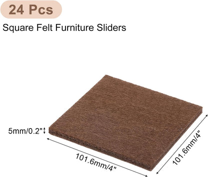 uxcell Furniture Pads, 24Pcs 1.5" - Square Self Adhesive Felt Furniture Pads, Floor Protectors for Furniture Feet Chairs Legs Hardwood Floors (Black)