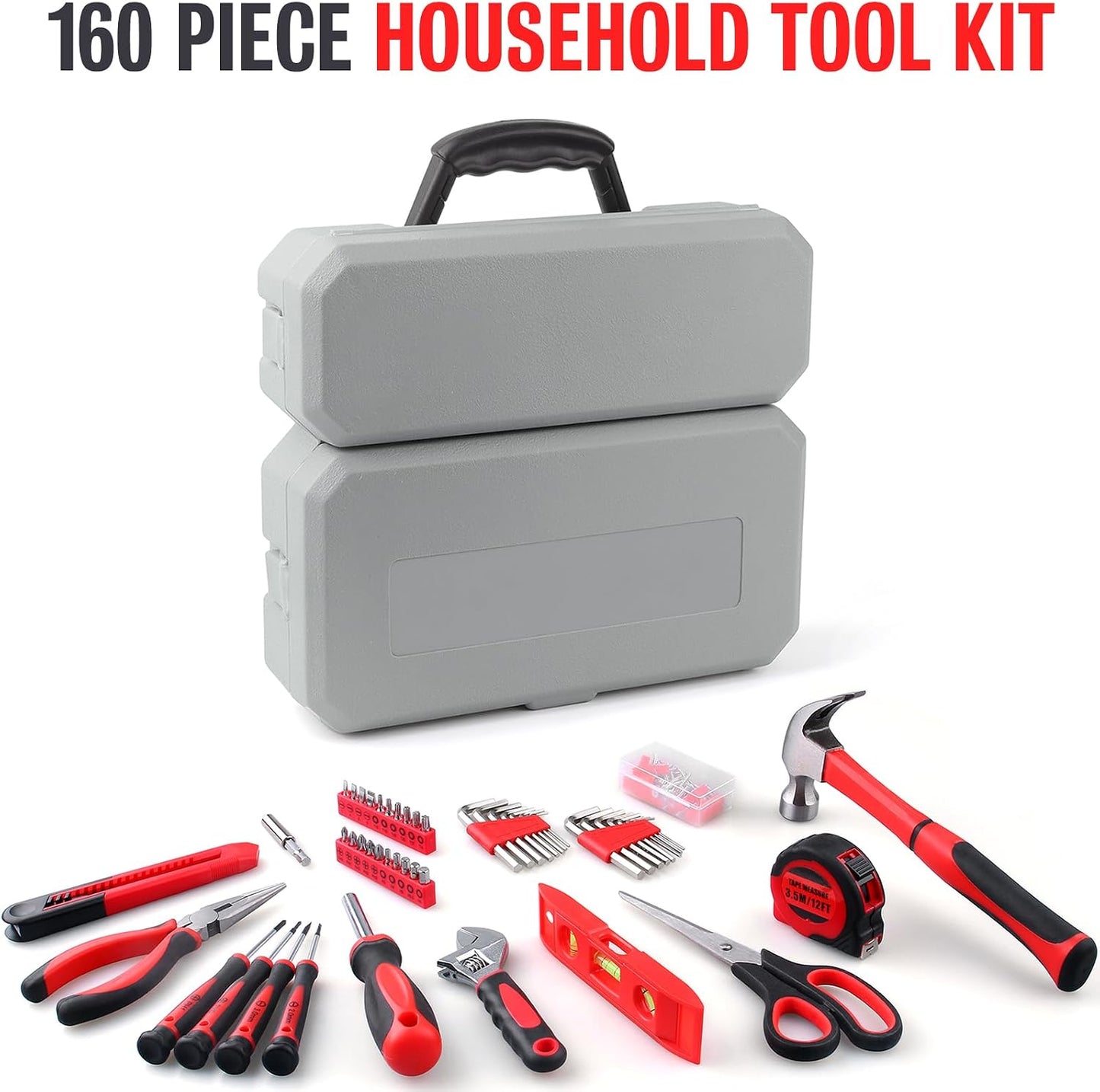 WINNER 160-Piece All-Purpose Household Tool Kit in Delicate Toolbox, Suitable for Both Male and Female, Great for Common Home Repairs, House DIY Project, Garage, Office, Gift for Father's Day