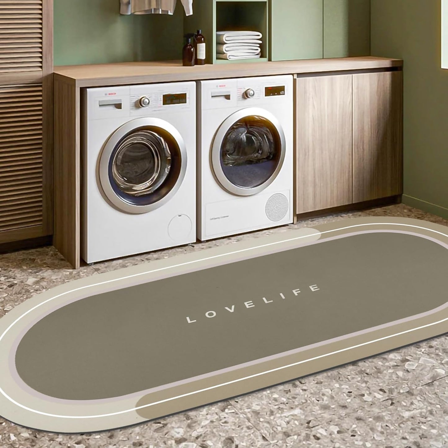 Rubber Bath mats Quick-Drying Non-Slip Bathroom mat Super Absorbent Bath mat Instant Dry Bath mat, Bathroom Rug in Front of The Kitchen Sink, Shower Room, Bathtub, Oval(Grey+16.9x26.7in)