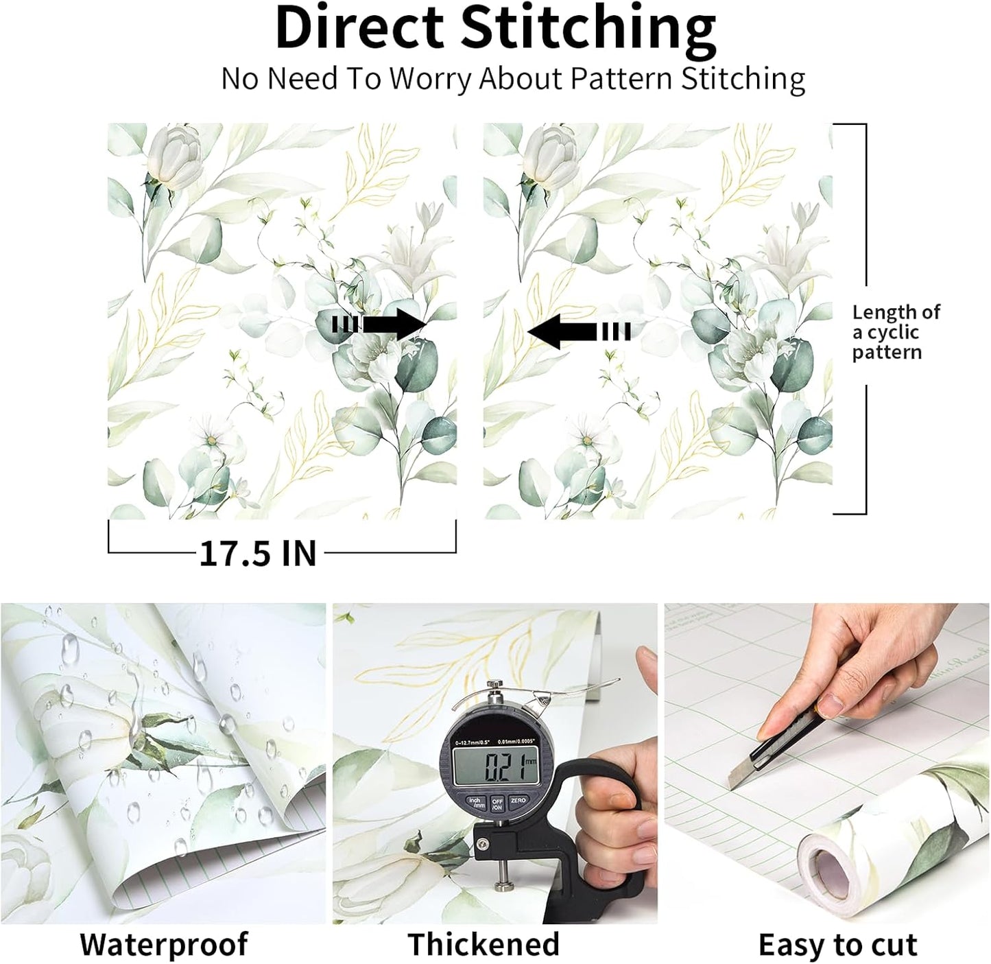 Removable Peel and Stick Wallpaper Boho 17.5 x 118 in Floral for Bedroom Bathroom Easy Peel Off Stick on Wallpaper Contact Paper Renter Friendly Wall Paper