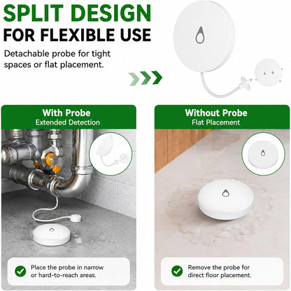WiFi Water Leak Detector with Flexible Probes for Home, Hub & 3 Water Sensors, App Alerts, Loud Hub Alarm, 330FT Range, Alarm for Basement, Water Heater, Washing Machine & Under Sink