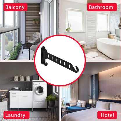 JOOM Wall Mounted Drying Rack, Foldable Clothes Hanger Rack for Laundry Room, Space Saving Wall Mount Clothes Rack, Aluminum Coat Hanger Holder for Closet, Bathroom, White