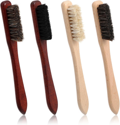 4 Pcs Wood Laundry Stain Brush Set Stain Remover Brushes with Bristles Laundry Accessories Small Cleaning Brush Set for Clothes Furniture Leather