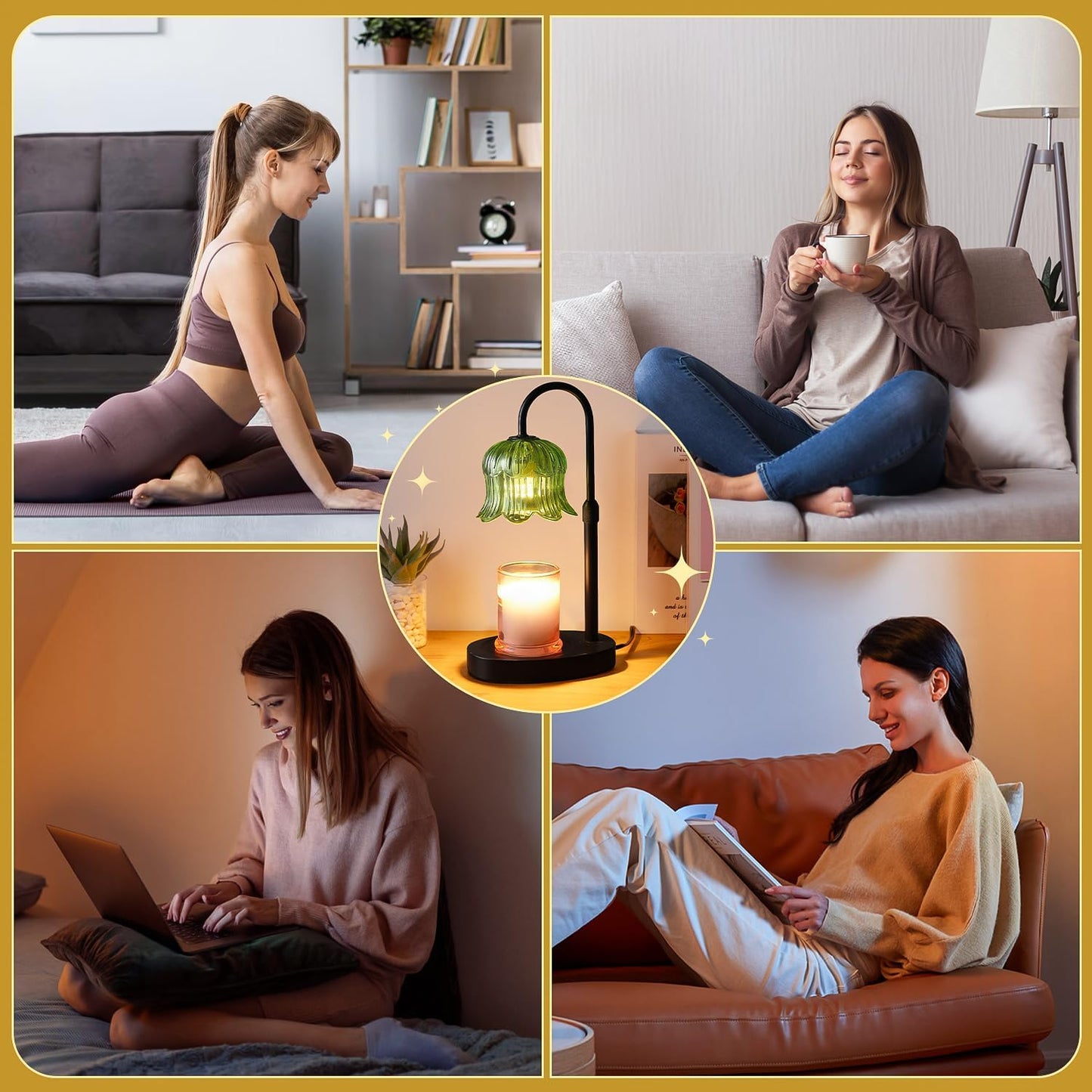 CRMILL Candle Warmer Lamp Electric Timer - Candles Warming Light Height Adjustable Dimmable Warmers Flower Lamps No Flame Heat Warm Melt Wax Jar Modern Home Decor Table Lights for Home Living Bedroom