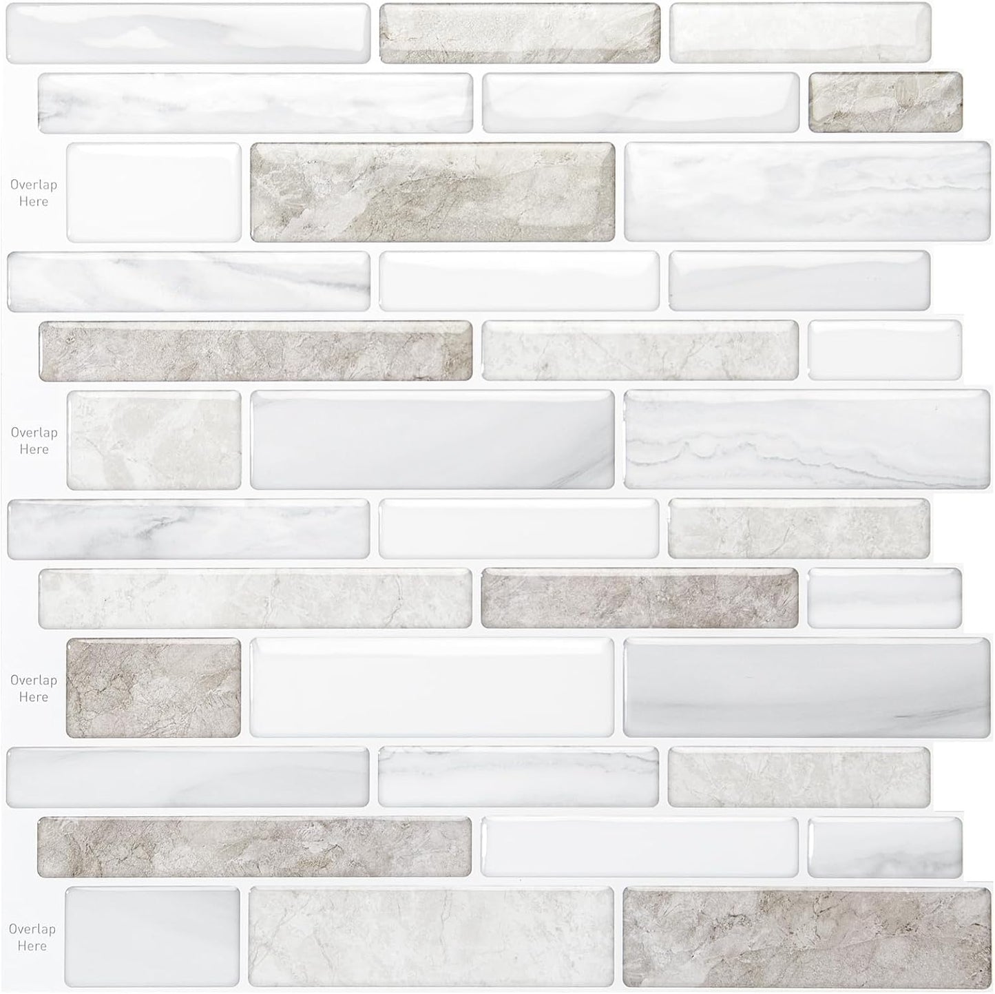WOWSTAR 10-Sheet Peel and Stick Backsplash Tile for Kitchen Wall, Back Splash Stick On Tiles for Kitchen (12"x 12", Gray)