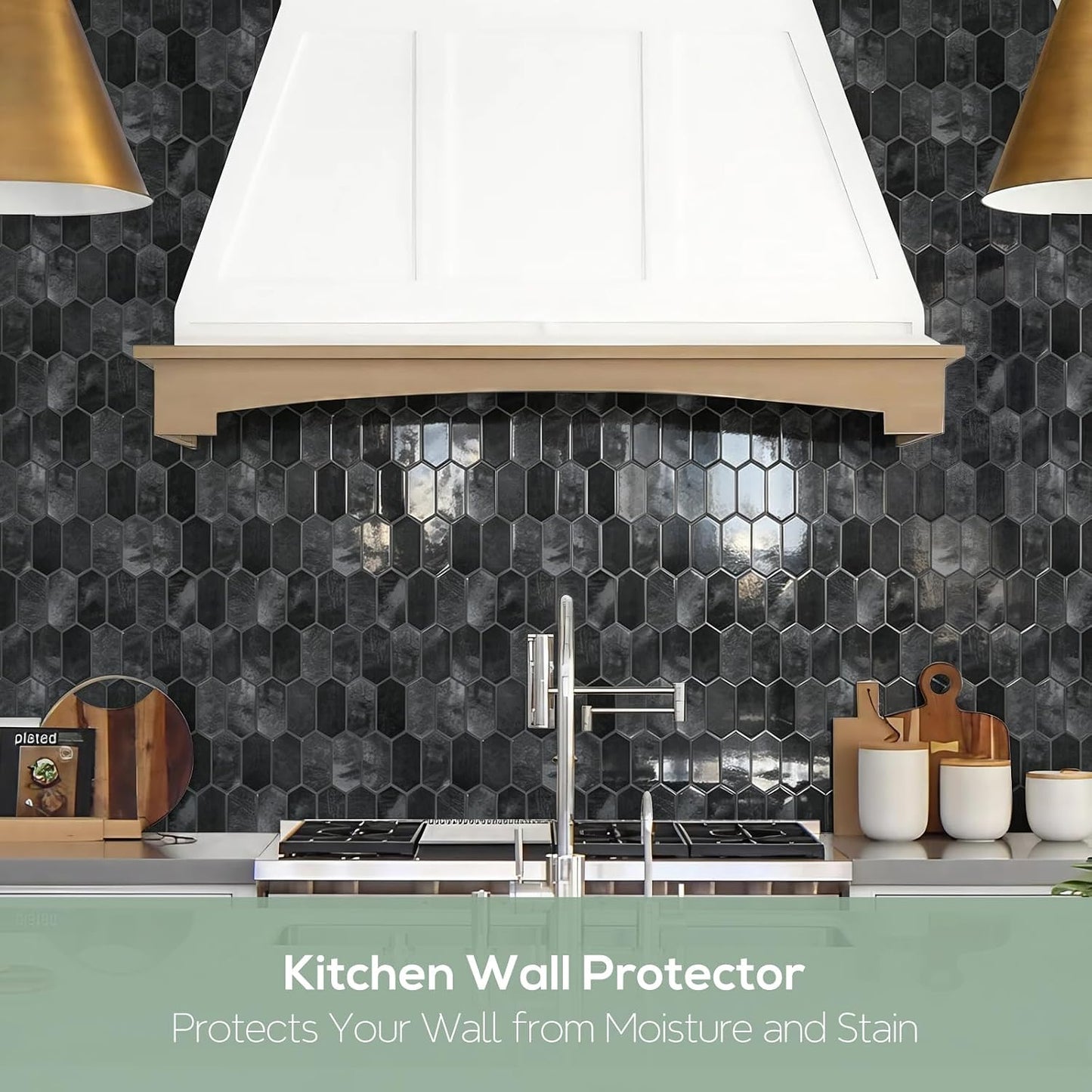 Vamos Tile Upgraded Thicker Design Peel and Stick Backsplash Tile, 10-Sheet Pure White with Gray Grout Long Hexagon Self Adhesive Wall Tiles Stick On Backsplash for Kitchen Bathroom RV Fireplace